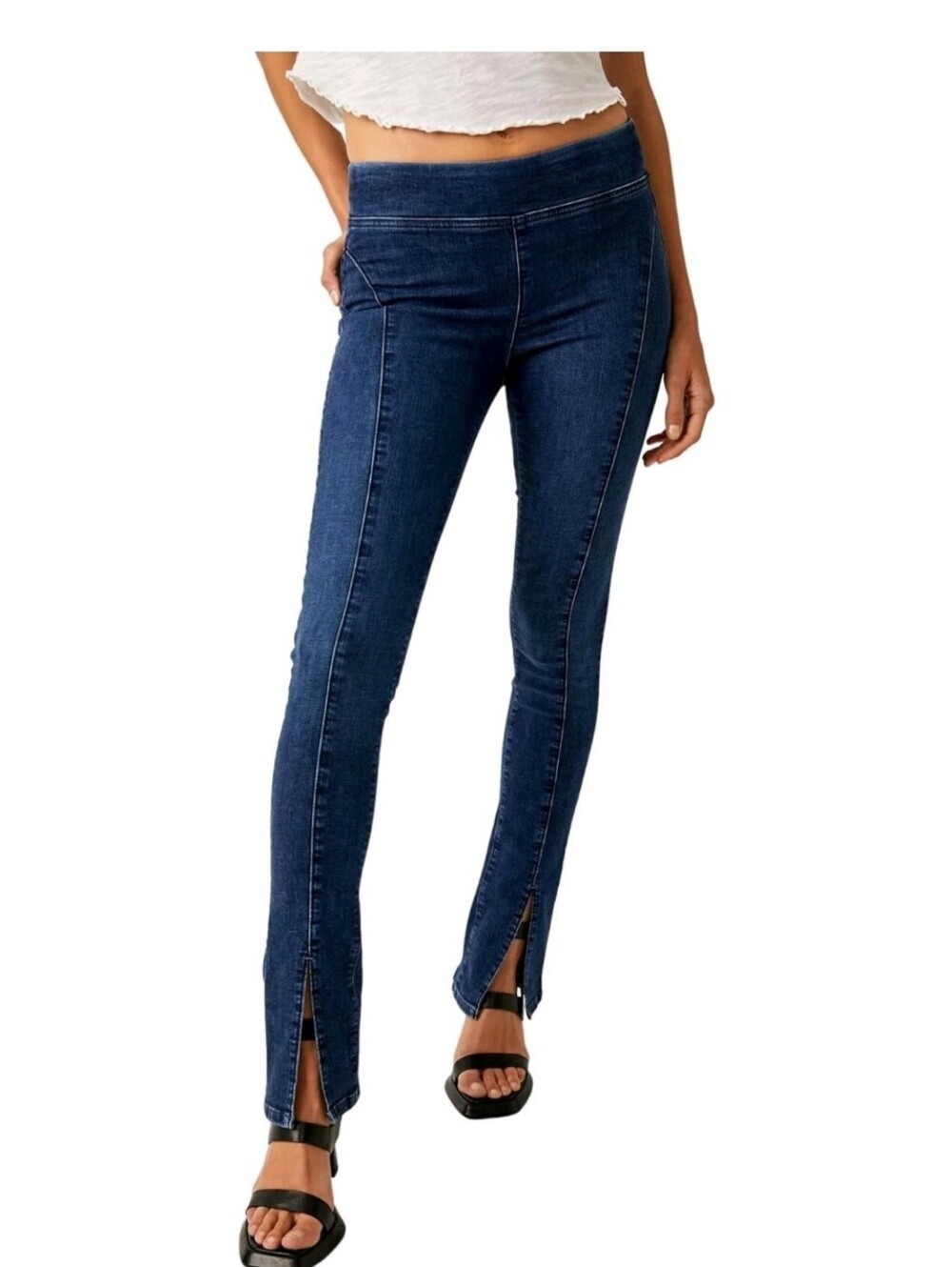 Free People  We The Free - Double Dutch Pull-On Slit Skinny Jeans